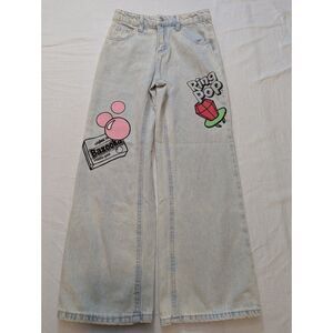 Justice x Ring Pop Bazooka 90s Baggy Light Wash Girls Jeans Size 7